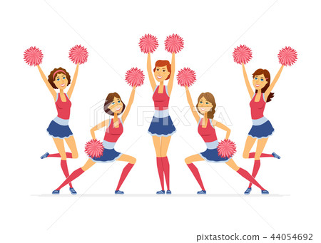 Cheerleading team - modern cartoon people characters illustration Cheerleading team - modern cartoon people characters illustration 44054692