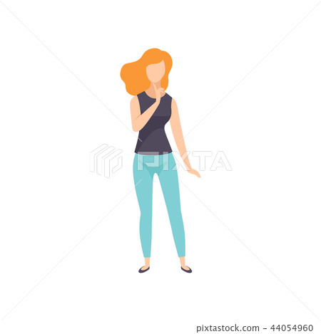 Young beautiful thoughtful woman thinking or making decision vector Illustration on a white 44054960