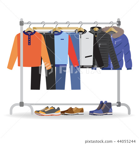 Clothes hanger with casual man clothes, footwear 44055244