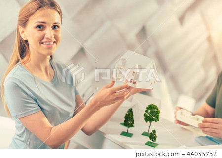 Amazing girl working as designer with pleasure Amazing girl working as designer with pleasure 44055732