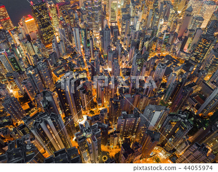 Aerial view of Hong Kong Downtown. Financial 44055974