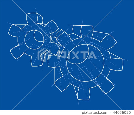 3D gear wheel. Vector rendering of 3d 3D gear wheel. Vector rendering of 3d 44056030