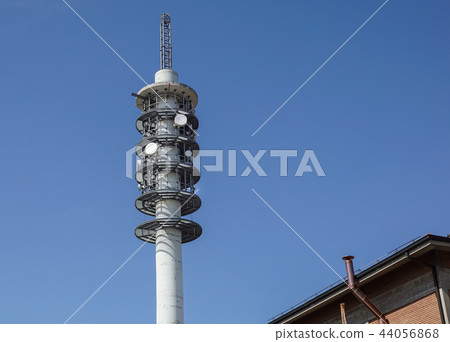 Broadcast tower on building .Antenna and system for comunication 44056868