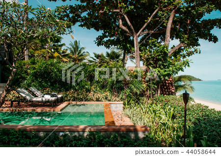 Tropical infinity edge pool in Samui island resort 44058644