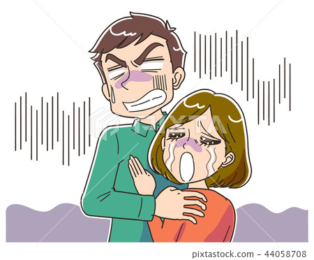 Illustration of a man and a woman confronting despair 44058708