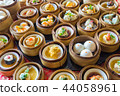 Close up dim sum chinese food in bamboo basket 44058961