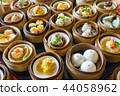 Close up dim sum chinese food in bamboo basket 44058962