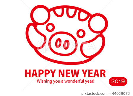 Boar cute simple new year's card 2019 - Stock Illustration [44059073 ...