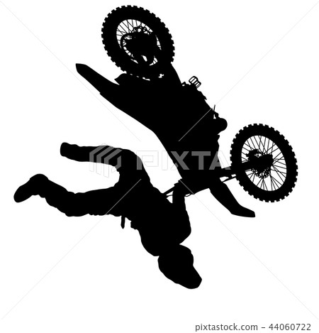 Silhouette of motorcycle rider performing trick Silhouette of motorcycle rider performing trick 44060722
