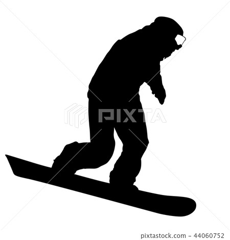 Black silhouettes snowboarders on white 44060752