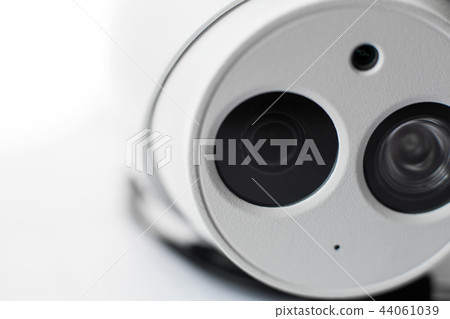 White security cctv dome type camera close-up 44061039