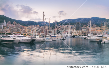 Evening on Monaco promenade with no people Evening on Monaco promenade with no people 44061613