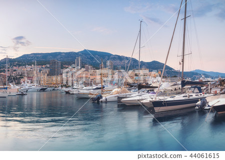 Evening on Monaco promenade with no people Evening on Monaco promenade with no people 44061615