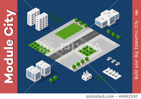 The isometric city with skyscraper - Stock Illustration [44062930] - PIXTA