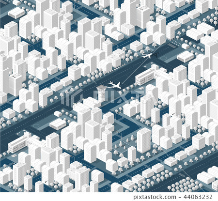 The isometric city with skyscraper - Stock Illustration [44063232] - PIXTA