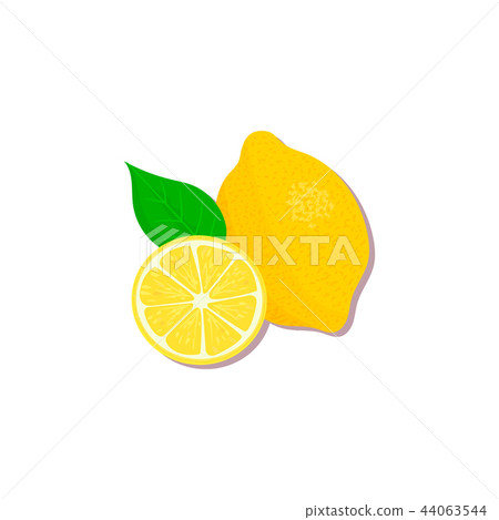 Fresh Citrus . lemon with leaves and slices 44063544