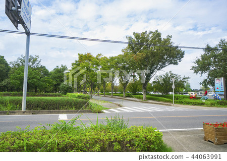 秋天Hanyu水公園公園北邊停車場入口 秋天Hanyu水公園公園北邊停車場入口 44063991