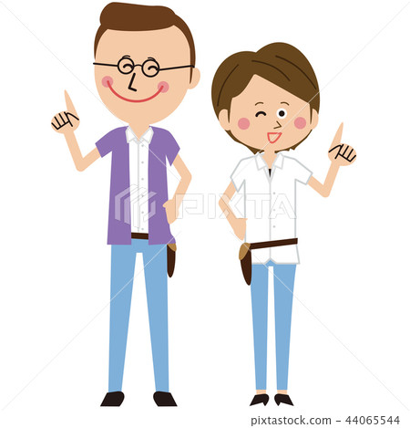 Cosmetologist men and women pointing 44065544