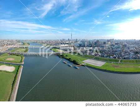 Aerial view We look at Arakawa downstream direction from Katsushika ward 44065735