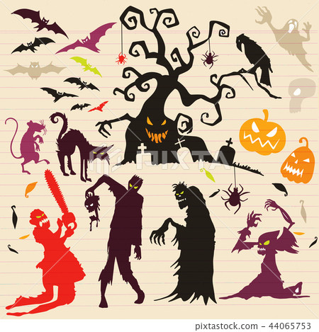 Happy Halloween Magic collection,Hand drawn vector 44065753