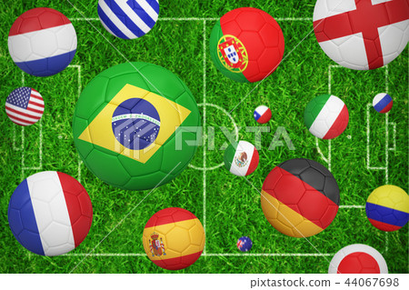 Composite image of footballs in various flag colours Composite image of footballs in various flag colours 44067698