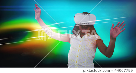 Girl enjoying while wearing virtual reality simulator 44067799