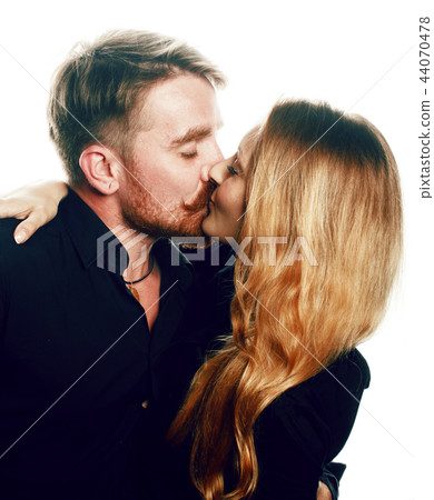 young pretty couple in love huggings isolated on white backgroun young pretty couple in love huggings isolated on white backgroun 44070478