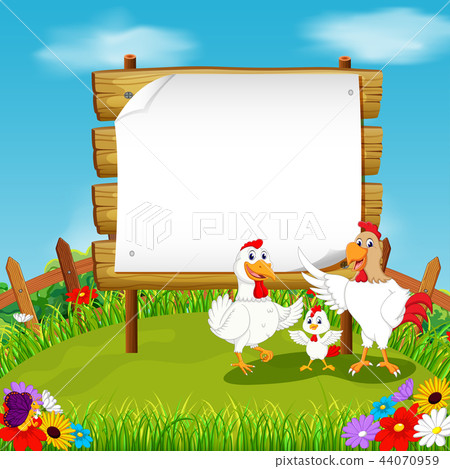 the nature view with the wooden board blank space - Stock Illustration ...