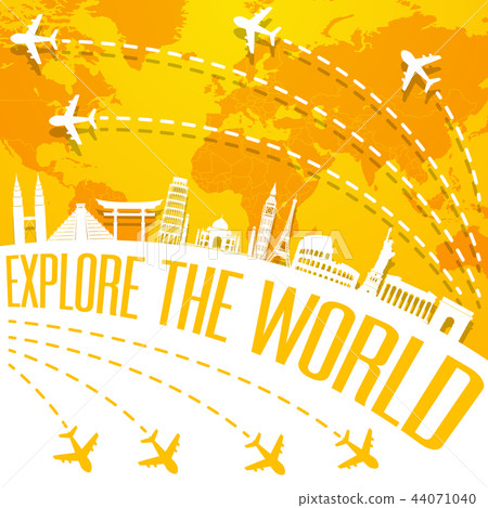 Explore the world with famous world landmarks 44071040