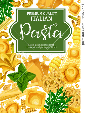 Italian pasta with herbal seasoning, vector 44072361