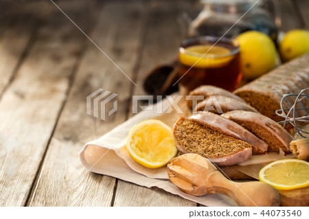 Cake with lemon icing background Cake with lemon icing background 44073540