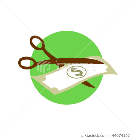 Cutting Dollar Bill With Scissors Retro 44074192