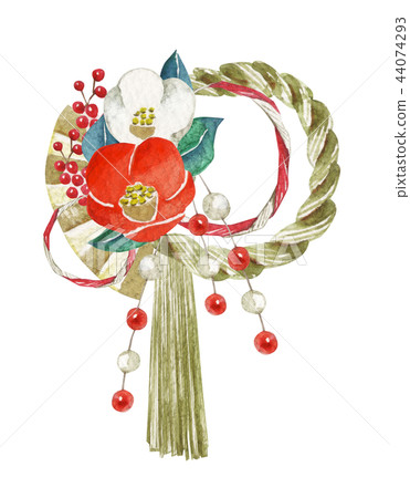 新年的一天裝飾，玫瑰，石雕，水彩插圖 44074293