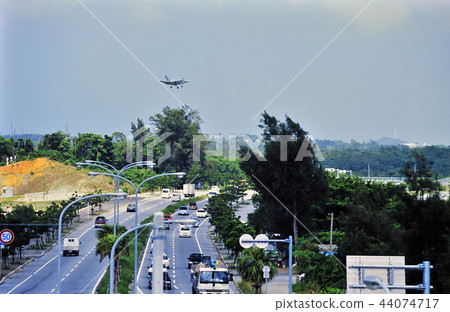 Fighter plane that jumps over the general road · Kadena base (2004 film photo) 44074717