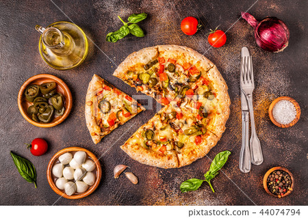 Mexican pizza with jalapeno pepper 44074794