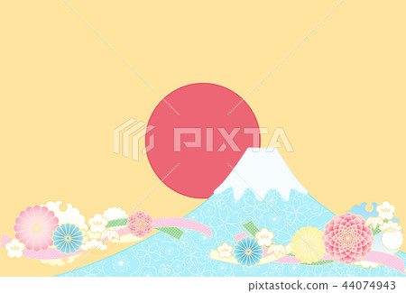 日本樣式背景富士山第一日出吉祥花 44074943