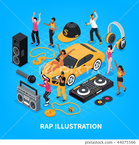 Rap Music Isometric Illustration 44075566
