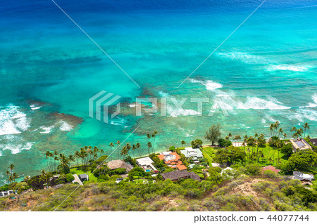 "Hawaii" Ocean headland seen from the summit of Diamond Head 44077744