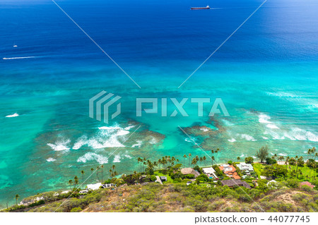"Hawaii" Ocean headland seen from the summit of Diamond Head 44077745