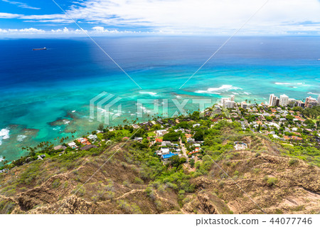 "Hawaii" Ocean headland seen from the summit of Diamond Head 44077746
