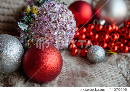glitter christmas ball bead knit red silver decor glitter christmas ball bead knit red silver decor 44079696