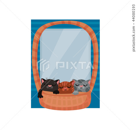 Cute photo frame with kittens, album template for kids with space for photo or text, card, picture Cute photo frame with kittens, album template for kids with space for photo or text, card, picture 44080193