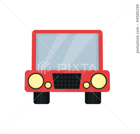 Cute photo frame in the shape of toy car, album template for kids with space for photo or text, card 44080299