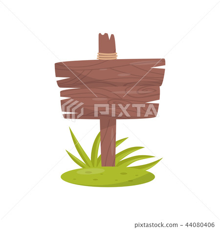 Old shabby wooden road sign, direction sign board vector Illustration on a white background 44080406