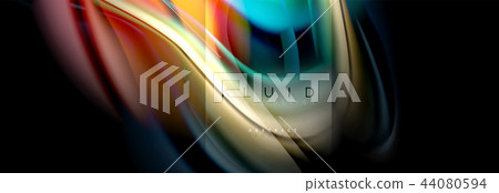 Rainbow fluid abstract shapes, liquid colors design, colorful marble or plastic wavy texture 44080594