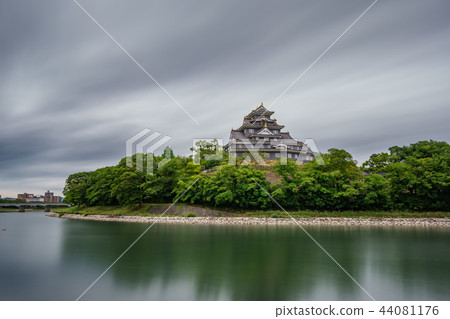 Okayama Castle and river in Japan, ultra long exposure 44081176