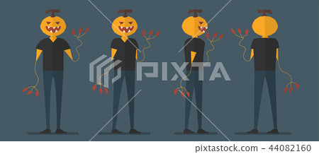 Character design of pumpkin man for Halloween day 44082160