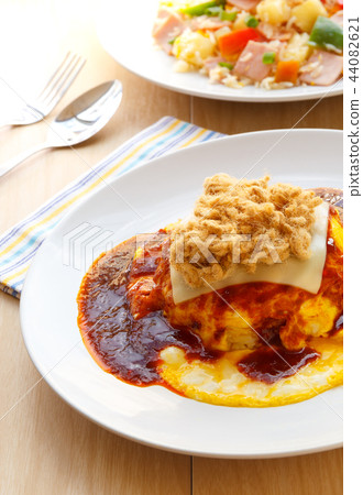 Thai Food, Creamy omelet with chili paste sauce. 44082621