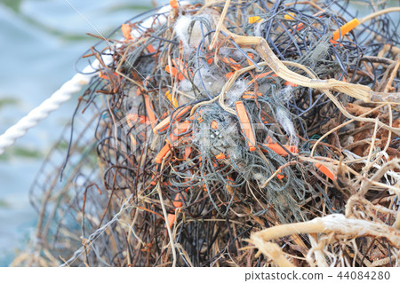 tangled mess of fishing nets plastic rope tangled mess of fishing nets plastic rope 44084280