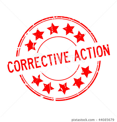 Grunge red corrective action word rubber stamp 44085679